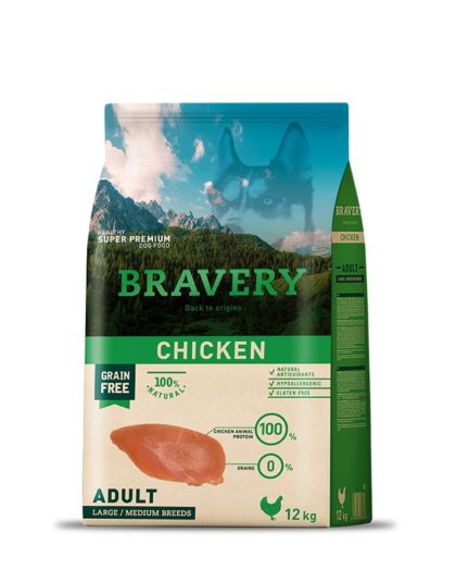 Bravery Adulto Large & Medium Pollo Grain Free 12 kg