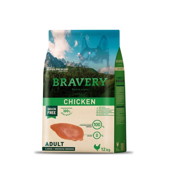 Bravery Adulto Large & Medium Pollo Grain Free 12 kg