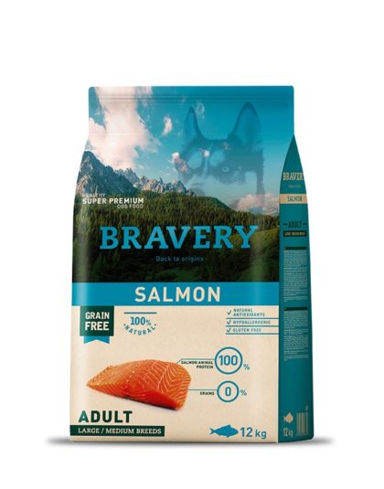 Bravery Adulto Large & Medium Salmon Grain Free 12 kg