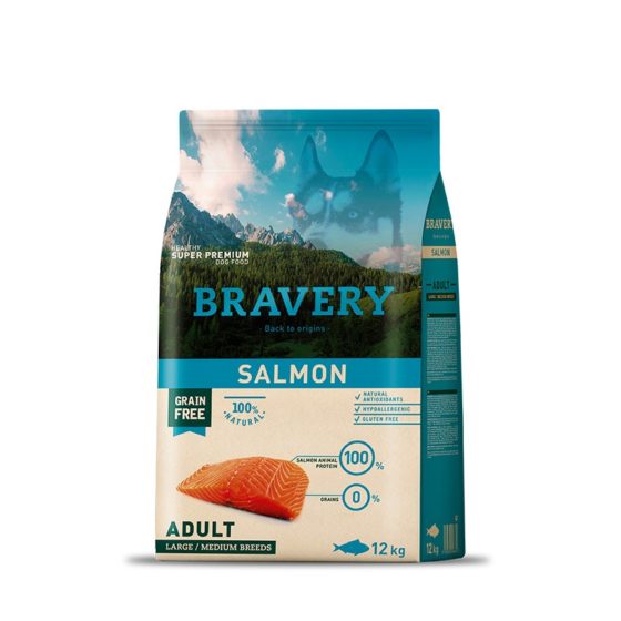 Bravery Adulto Large & Medium Salmon Grain Free 12 kg
