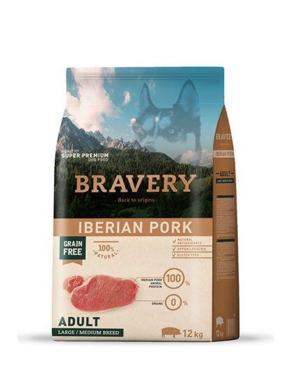 Bravery Adulto Large & Medium Iberian Pork Grain Free 12 kg