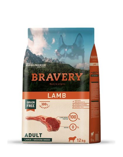 Bravery Adulto Large & Medium Lamb Grain Free 12 kg