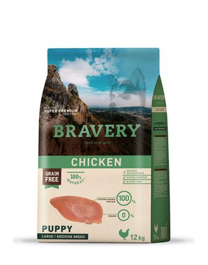 Bravery Puppy Large & Medium Pollo Grain Free 12 kg