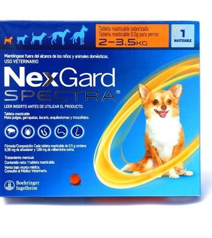Nexgard Spectra Comprimidos Interno y Externo 2 - 3,5 kg 1 Comp.