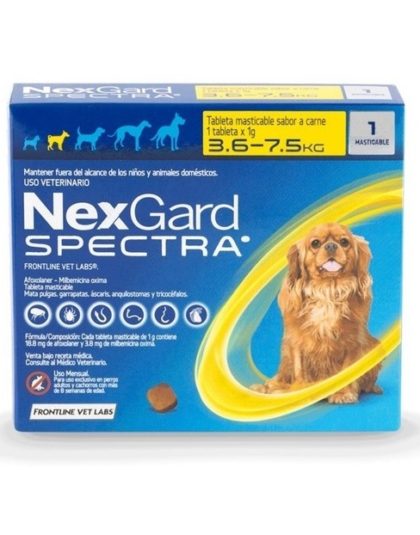 Nexgard Spectra Comprimidos Interno y Externo 3,6 - 7,5 kg 1 Comp.