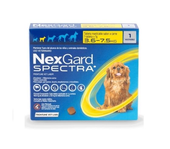 Nexgard Spectra Comprimidos Interno y Externo 3,6 - 7,5 kg 1 Comp.
