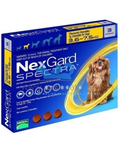 Nexgard Spectra Comprimidos Interno y Externo 3,6 - 7,5 kg 3 Comp.