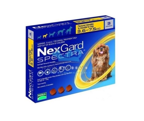 Nexgard Spectra Comprimidos Interno y Externo 3,6 - 7,5 kg 3 Comp.