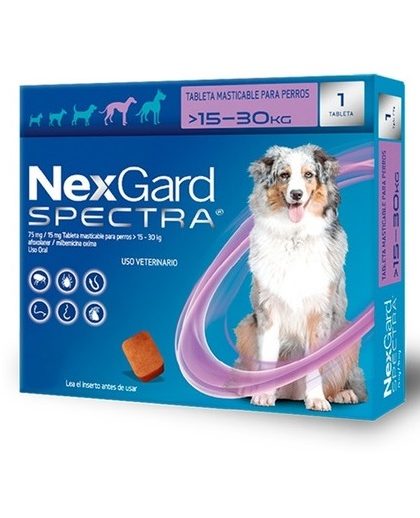 Nexgard Spectra Comprimidos Interno y Externo 15,1 - 30 kg 1 Comp.