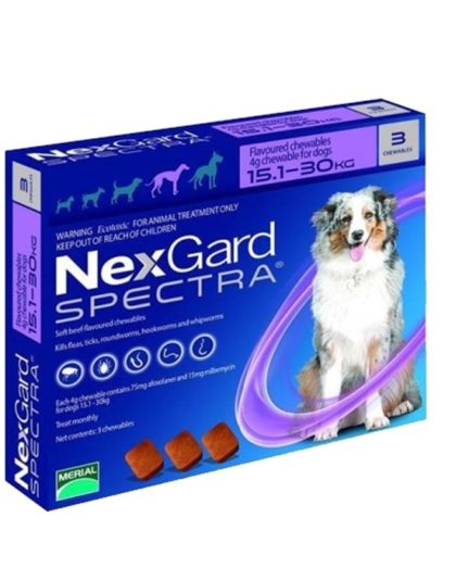 Nexgard Spectra Comprimidos Interno y Externo 15,1 - 30 kg 3 Comp.