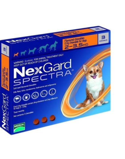 Nexgard Spectra Comprimidos Interno y Externo 2 - 3,5 kg 3 Comp.