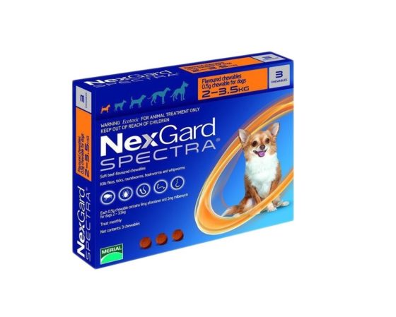 Nexgard Spectra Comprimidos Interno y Externo 2 - 3,5 kg 3 Comp.