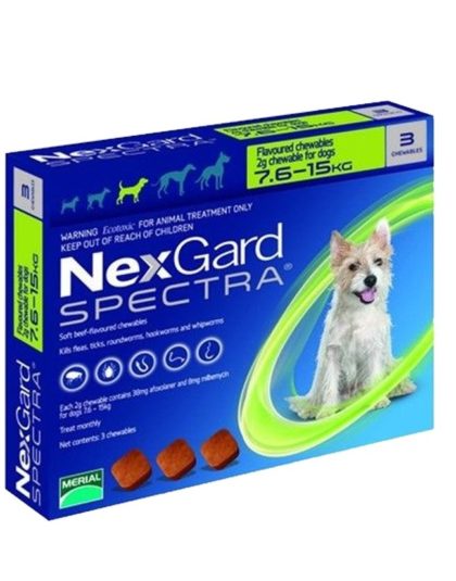 Nexgard Spectra Comprimidos Interno y Externo 7,6 - 15 kg 3 Comp.