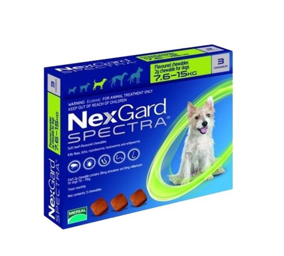 Nexgard Spectra Comprimidos Interno y Externo 7,6 - 15 kg 3 Comp.