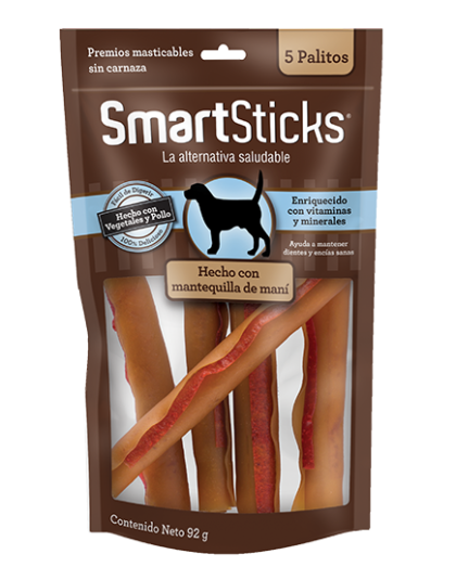 SmartSticks Premios Masticables 5 Palito Hecho con mantequilla de maní 92 g
