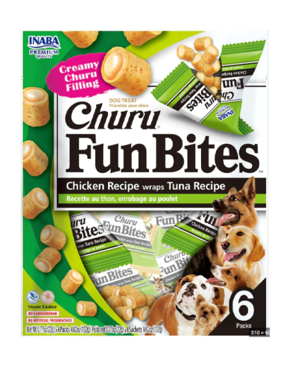 Inaba Churu Fun Bites Chicken Recipe wraps Tuna Recipe 6 Pack