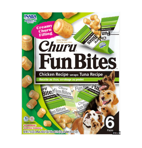 Inaba Churu Fun Bites Chicken Recipe wraps Tuna Recipe 6 Pack