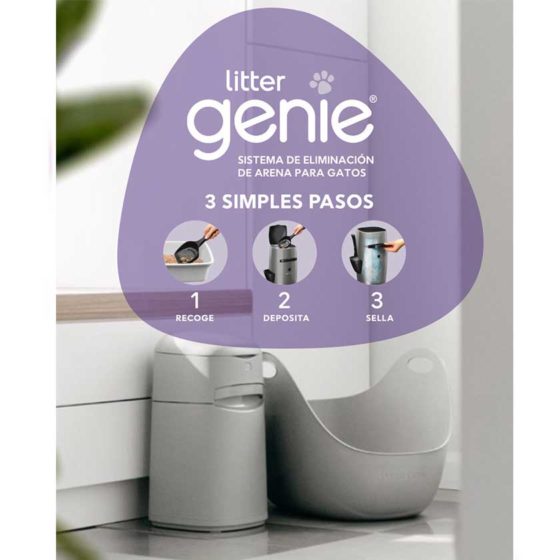 Litter Genie Pail Desing Plus Basurero para Arena Sanitaria - Imagen 4
