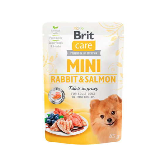Brit Care Mini Pouches Adulto Conejo-Salmon 85g