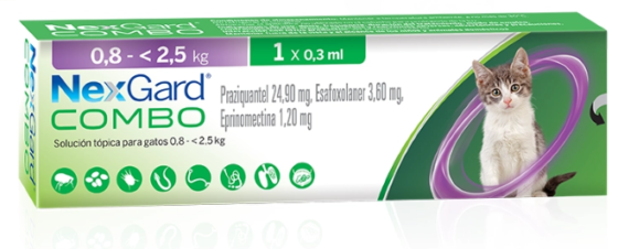 Nexgard Combo Interno y Externo Gato 0,8-2,5kg