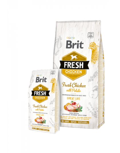 Brit Fresh Chicken Adulto 12 kg y 2,5 kg