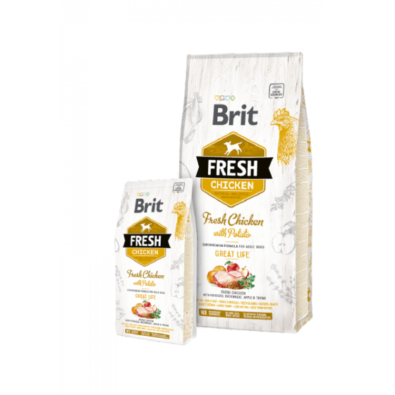 Brit Fresh Chicken Adulto 12 kg y 2,5 kg