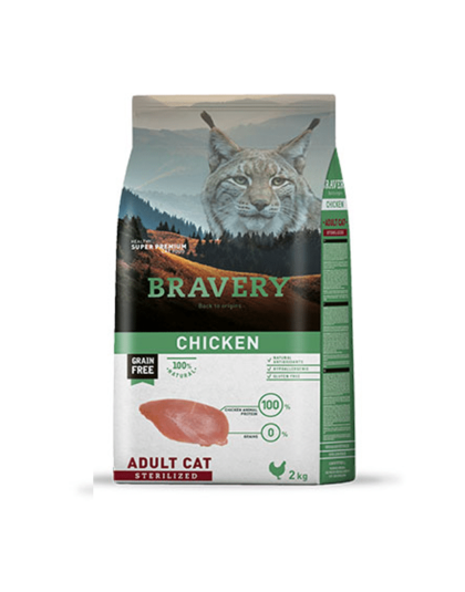 Bravery Gato Adulto Sterilizado Pollo Grain Free 2 kg y 7 kg