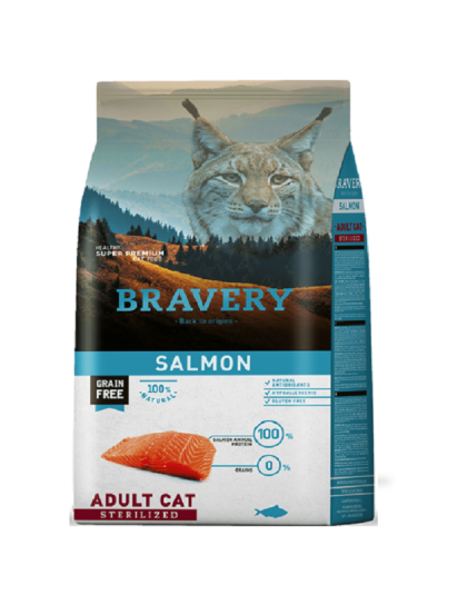 Bravery Gato Adulto Sterilizado Salmon Grain Free 2 y 7  kg