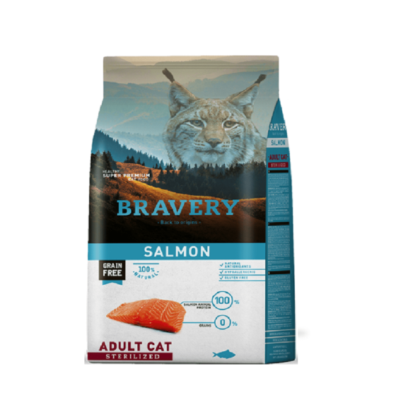 Bravery Gato Adulto Sterilizado Salmon Grain Free 2 y 7  kg