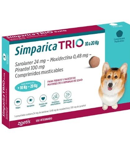 Simparica Trio 10-20kg 1 Compr y 3 Compr