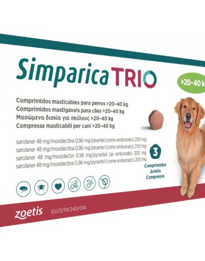 Simparica Trio 20-40kg  1 Compr y 3 Compr