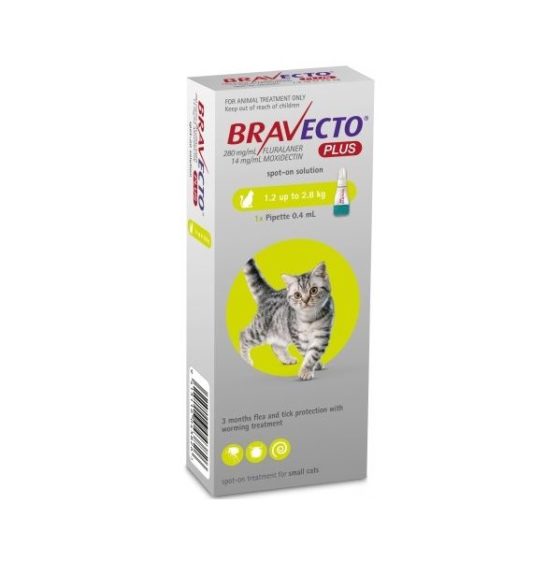 Bravecto Plus Gato 1,2 a 2,8kg